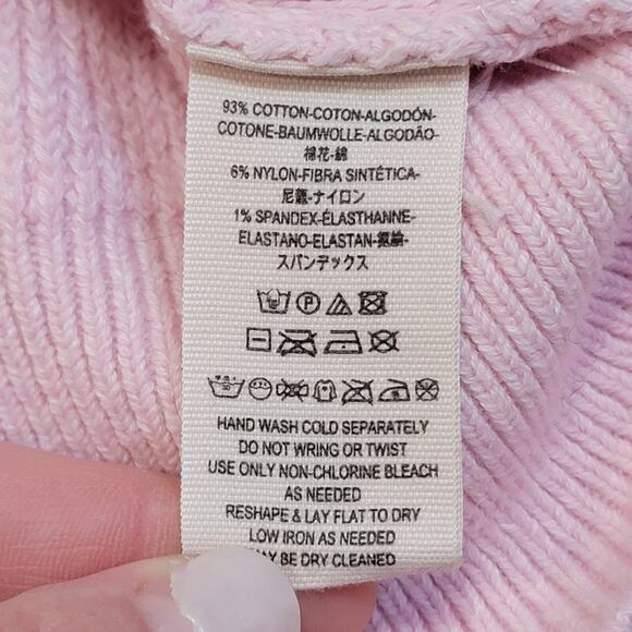 Free People Too Good Sweater Mock Neck Baby Pink Ribbed Cotton Size Medium - Picture 5 of 8